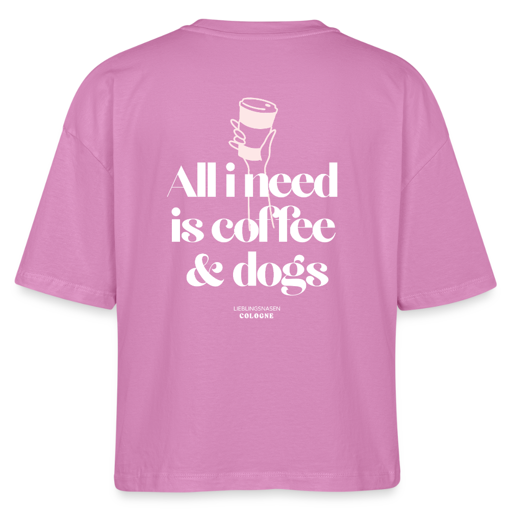 Frauen Boxy Shirt "Coffee & dogs" - pink