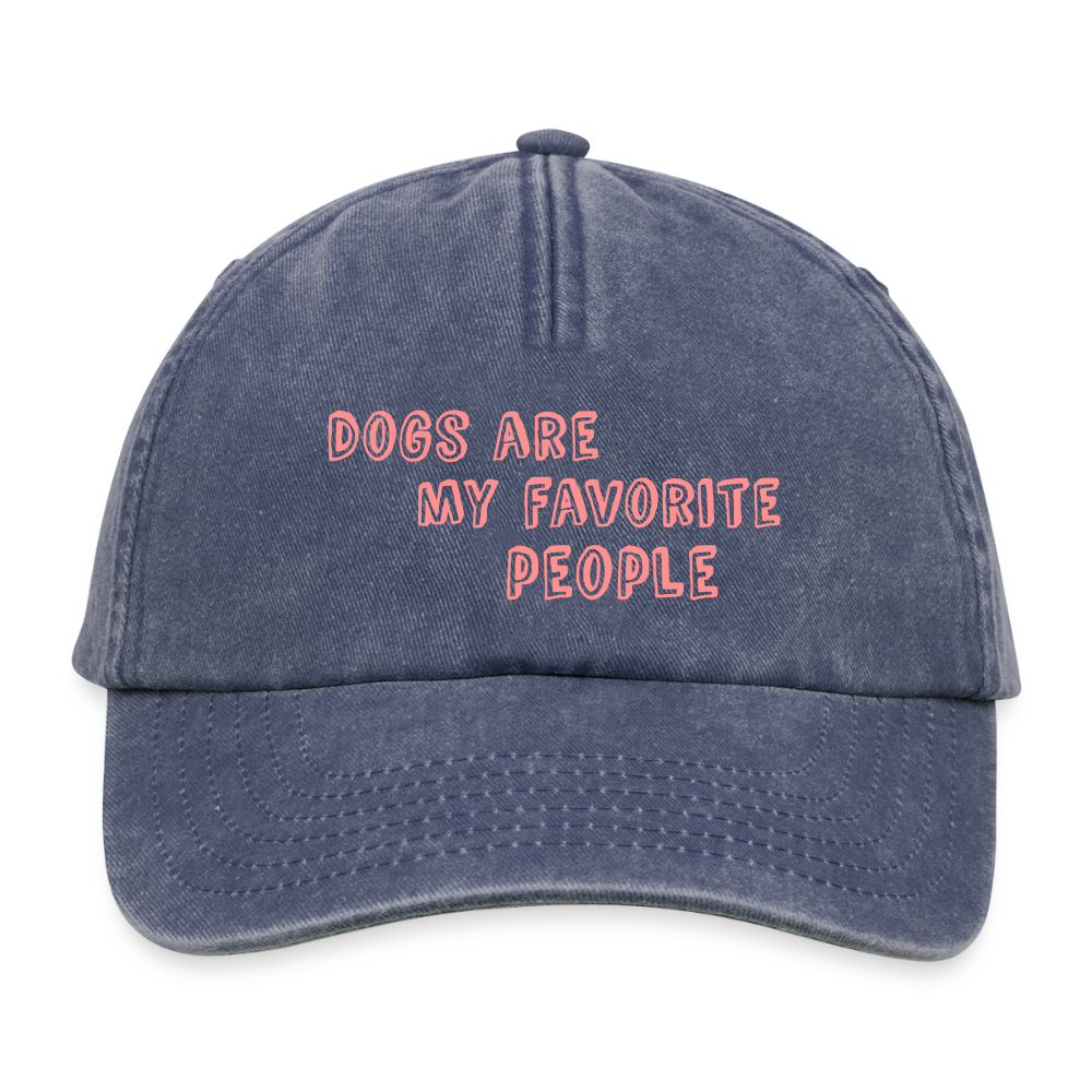 Relaxed Vintage Cap "Dogs are my favorite people" - vintage denim