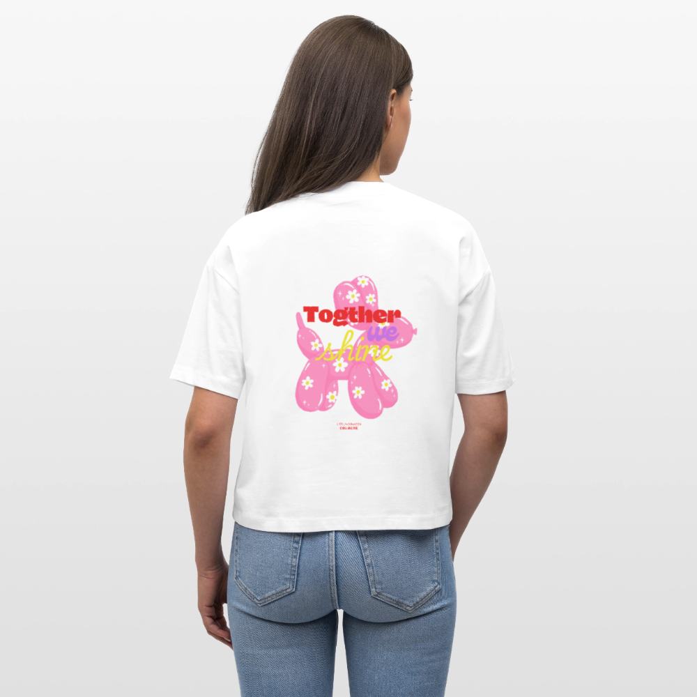 Frauen Boxy Shirt "Togehter we grow" - white