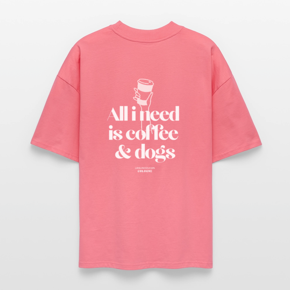 Oversized Fit - Shirt "Coffee & Dogs" 2025 - pink joy 