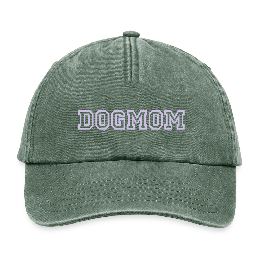 Relaxed Vintage Cap "DOGMOM" - vintage bottle green 