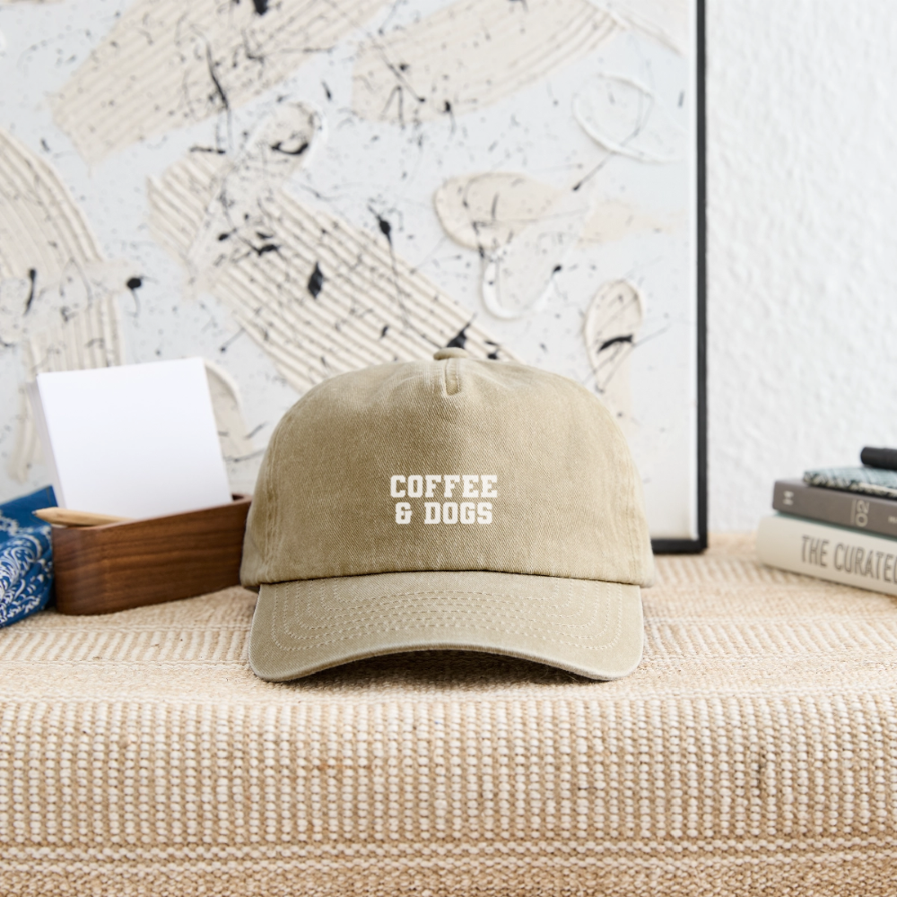 Relaxed Vintage Cap "Coffee & Dogs" - vintage beige