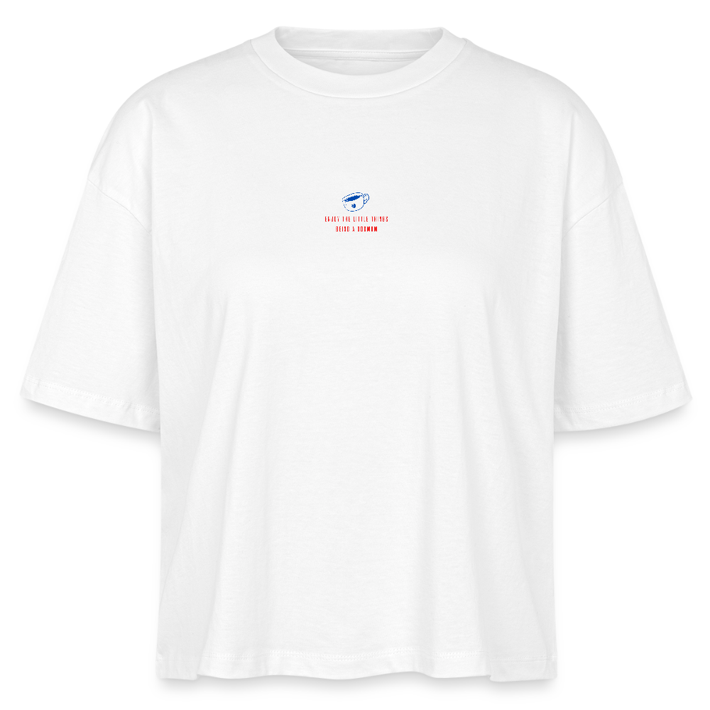 Frauen Boxy Shirt "Enjoy the little things" - white