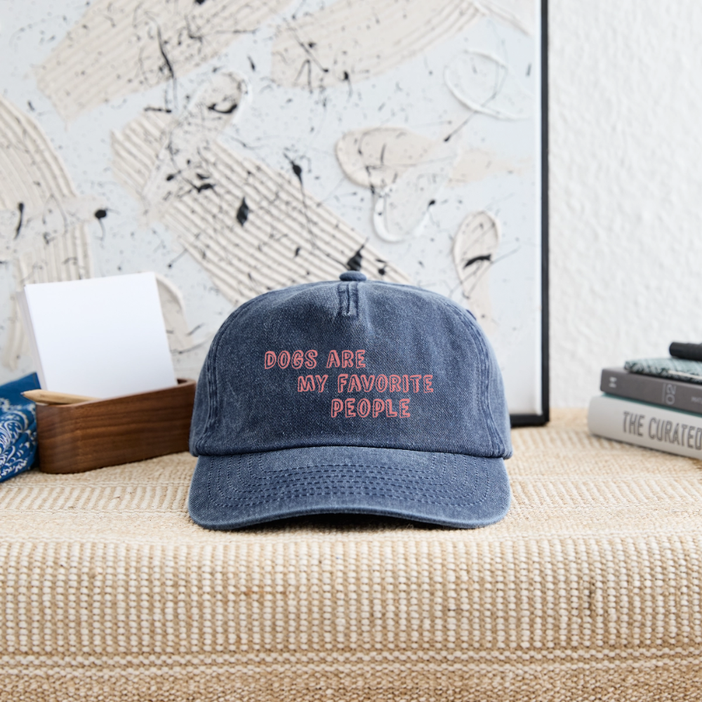 Relaxed Vintage Cap "Dogs are my favorite people" - vintage denim