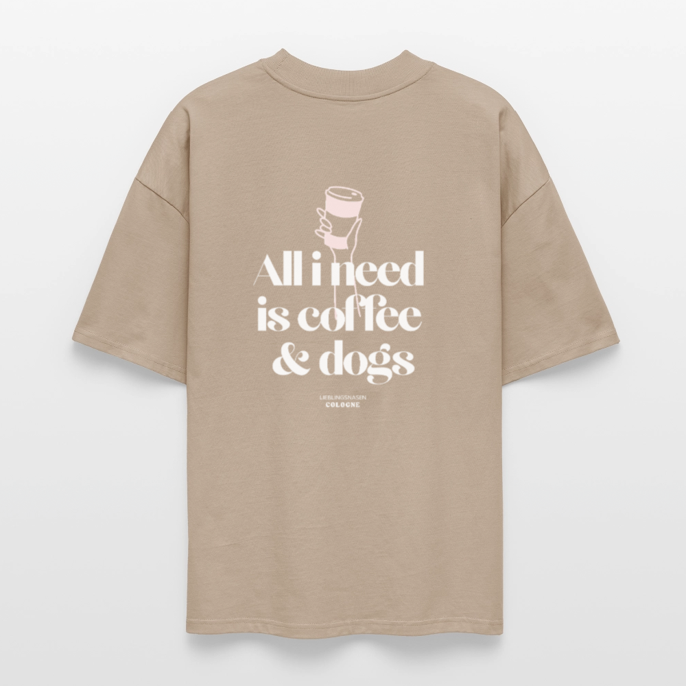 Oversized Fit - Shirt "Coffee & Dogs" 2025 - stone