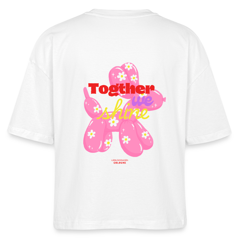 Frauen Boxy Shirt "Togehter we grow" - white
