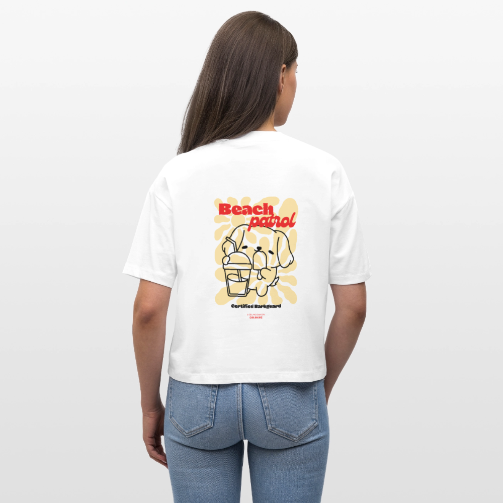 Frauen Boxy Shirt "Beach Patrol" - white