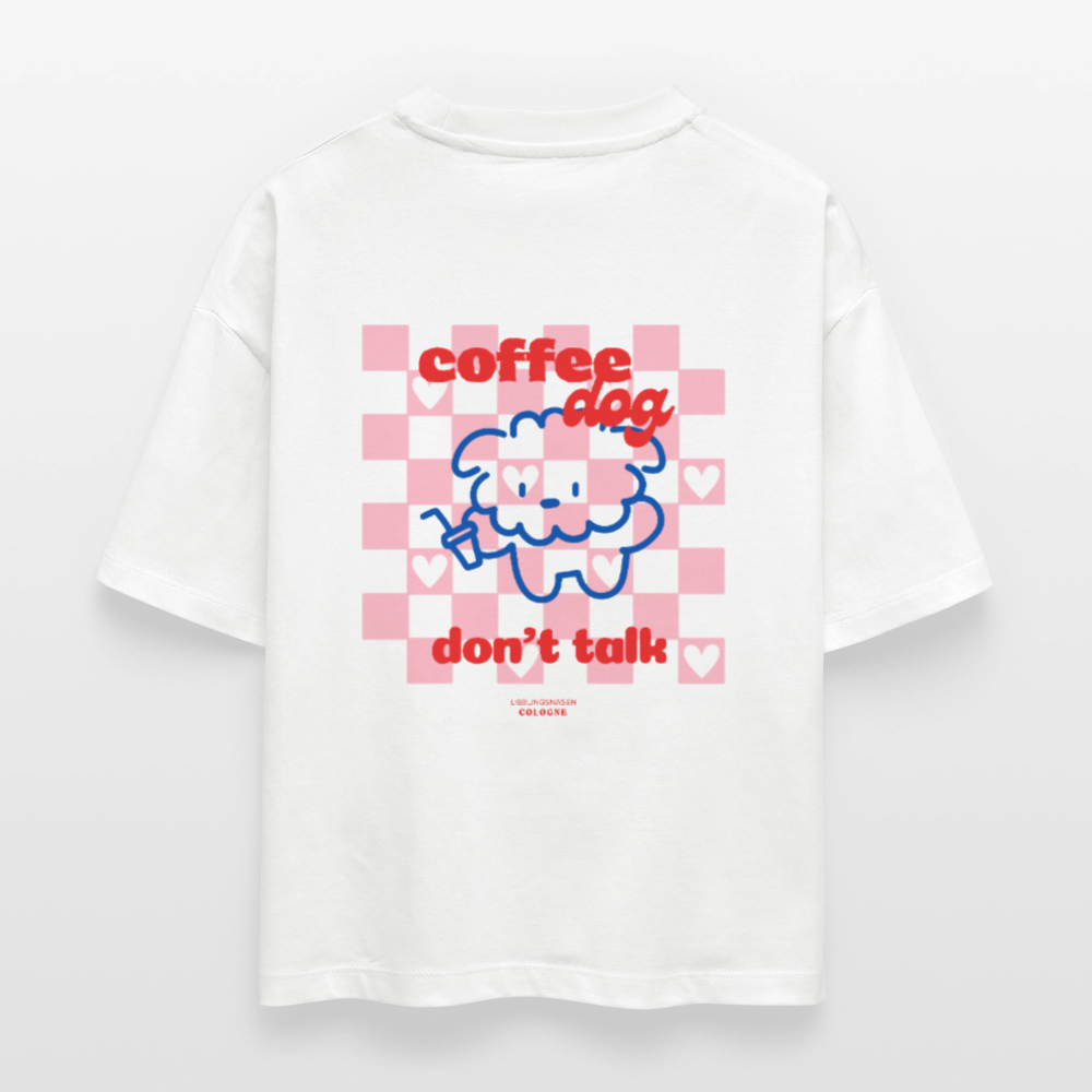 Frauen Boxy Shirt "coffee dog" - white
